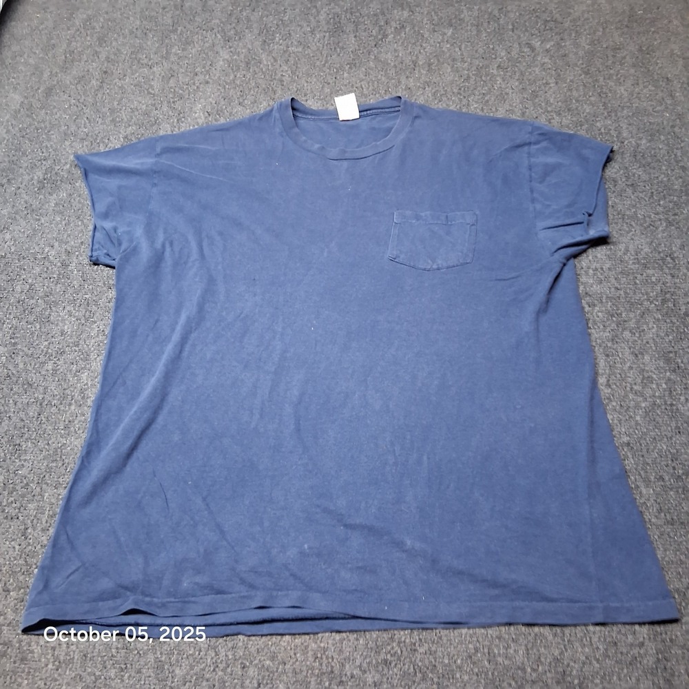 ** Vintage Hanes Single Stitch Blue‎ Poclet T Shirt Size L